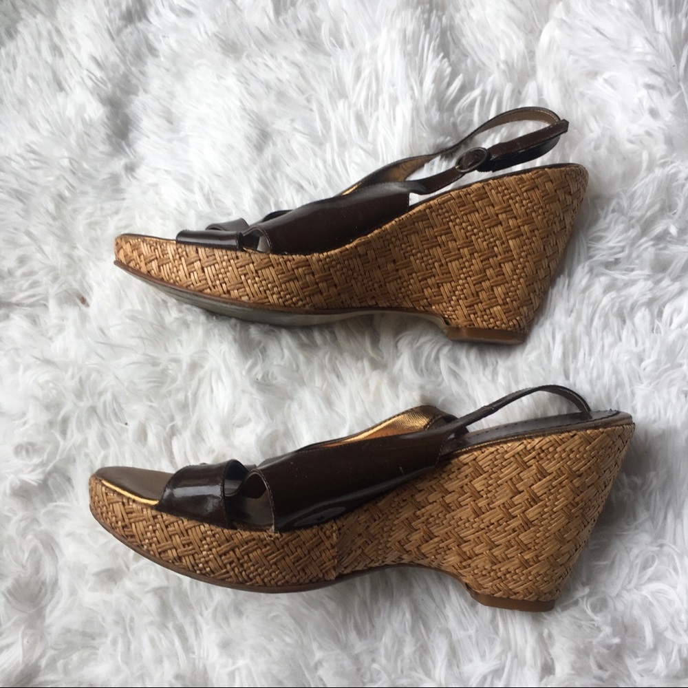 Brown wedge sandals